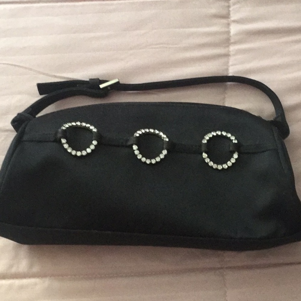 Black satin purse